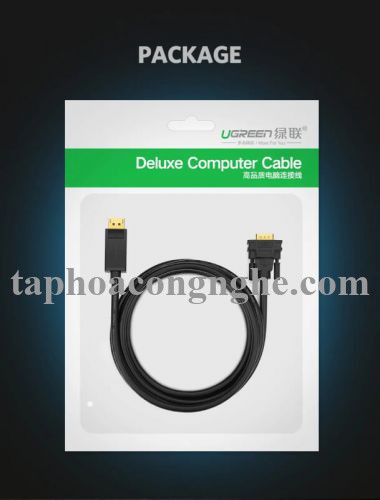 Ugreen 10236 3M màu Đen Cáp chuyển đổi DP sang VGA Hỗ trợ độ phân giải Full HD 1080P DP105 30010236